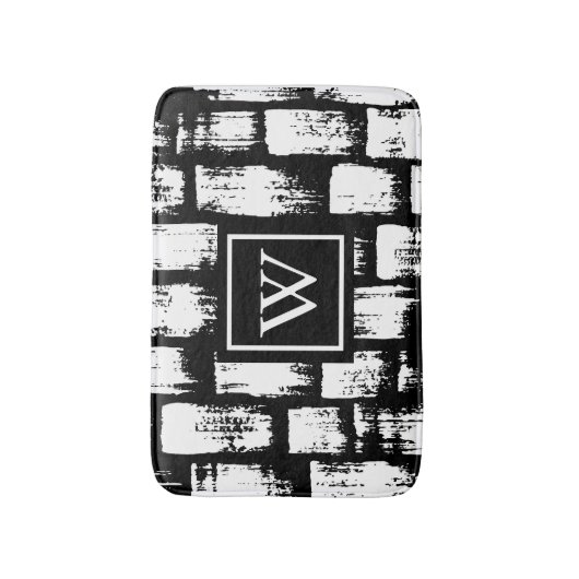 Zwart-wit Brush Abstract Badmat (Voorkant Verticaal)