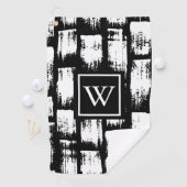 Zwart-wit Brush Abstract Golfhanddoek (Insitu)