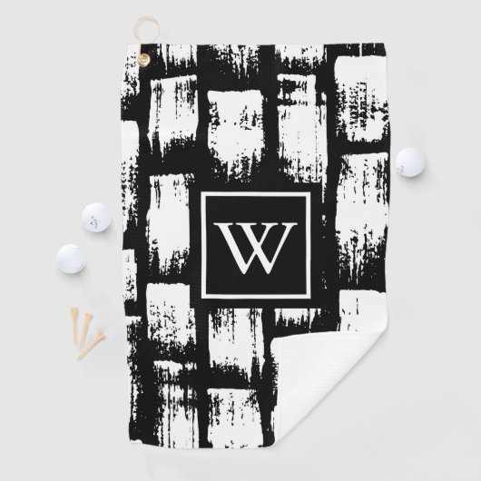 Zwart-wit Brush Abstract Golfhanddoek (Insitu)