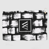 Zwart-wit Brush Abstract Golfhanddoek (Horizontaal)