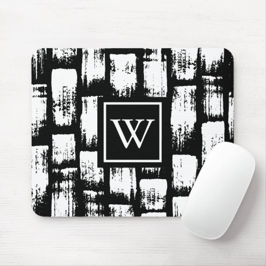 Zwart-wit Brush Abstract Muismat (Met muis)