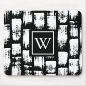 Zwart-wit Brush Abstract Muismat (Voorkant)