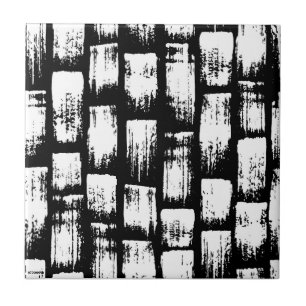 Zwart-wit Brush Abstract Tegeltje