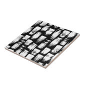 Zwart-wit Brush Abstract Tegeltje (Zijkant)