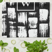 Zwart-wit Brush Abstract Theedoek (Gevouwen)