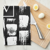 Zwart-wit Brush Abstract Theedoek (Quarter Fold)