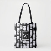 Zwart-wit Brush Abstract Tote Bag (Voorkant)