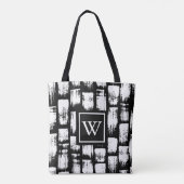 Zwart-wit Brush Abstract Tote Bag (Achterkant)