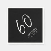 Zwart & Wit | Brush Script 60ste verjaardagsfeestj Servet (Voorkant)