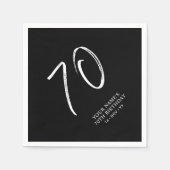 Zwart & Wit | Brush Script 70ste verjaardagsfeestj Servet (Voorkant)