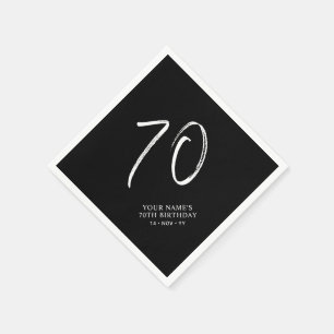 Zwart & Wit   Brush Script 70ste verjaardagsfeestj Servet