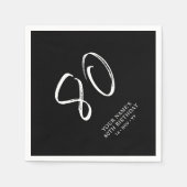 Zwart & Wit | Brush Script 80ste verjaardagsfeestj Servet (Voorkant)