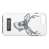 Zwart & Wit Buck Herten Hoofd Aangepaste Naam Case-Mate iPhone Case (Achterkant (Horizontaal))