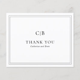 Zwart-wit budget bruiloft bedankkaart