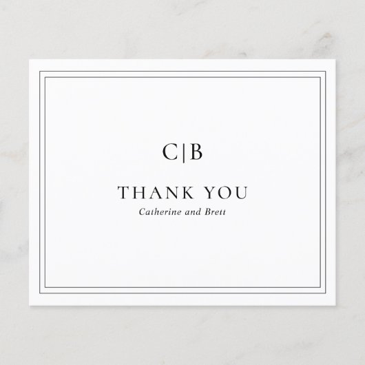Zwart-wit budget bruiloft bedankkaart (Voorkant)