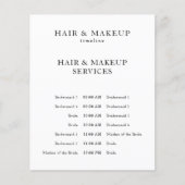 Zwart Wit Budget Bruiloft Haar Make-up Tijdlijn Flyer (Voorkant)