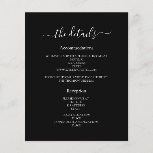 Zwart wit budget bruiloft programma details QR cod Flyer (Voorkant)