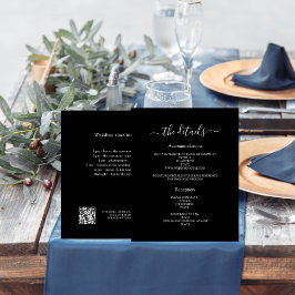 Zwart wit budget bruiloft programma details QR cod Flyer