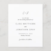 Zwart-wit budget bruiloft Save the Date (Voorkant)