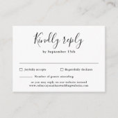 Zwart Wit Budget Script Wedding RSVP Kaart (Voorkant)