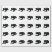 Zwart Wit Buffalo Bison Silhouette Wrap Paper Cadeaupapier (Vlak)