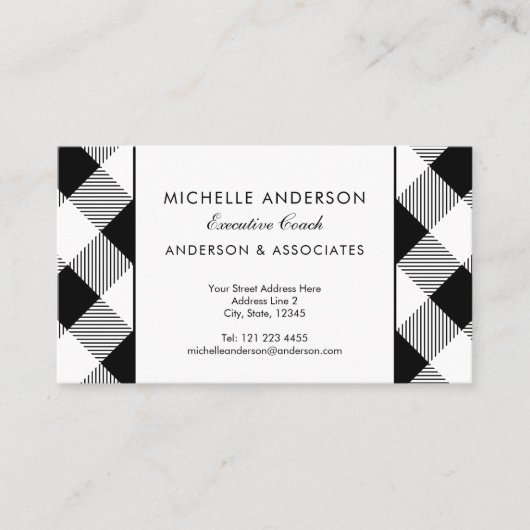 Zwart-wit Buffalo Check Business Consultant Visitekaartje (Voorkant)