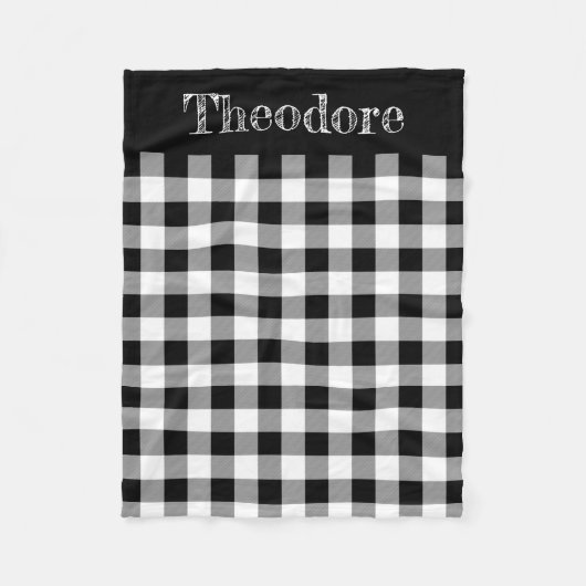 Zwart/wit Buffalo Check Monogram Fleece Deken (Voorkant)