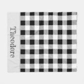 Zwart/wit Buffalo Check Monogram Fleece Deken (Voorkant (Horizontaal))