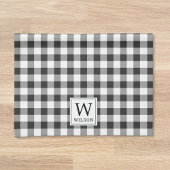 Zwart-wit Buffalo Check Monogram Kerst Theedoek