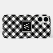 Zwart-wit Buffalo Check Monogram / Naam Case-Mate iPhone Case (Achterkant (horizontaal))