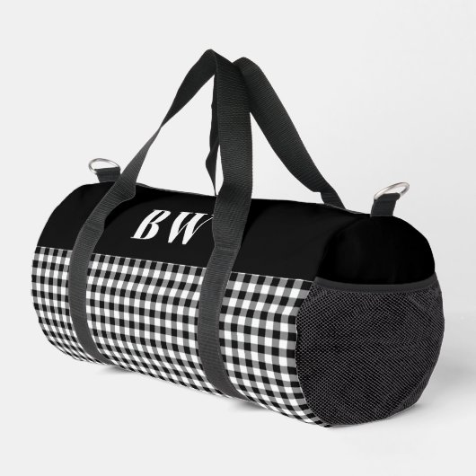 Zwart-wit Buffalo Check Plaid Bold Monogram Plunjezak (Rechterhoek)