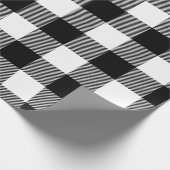 Zwart-wit Buffalo Check Vakantie Cadeaupapier (Hoek)