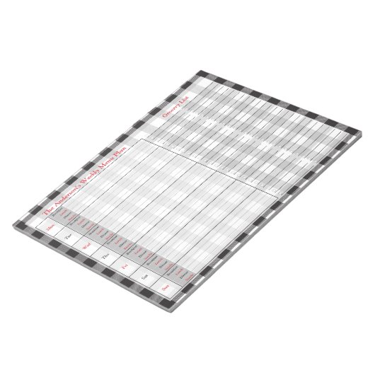 Zwart wit Buffalo Gepersonaliseerd menuplan Notitieblok (Schuin)