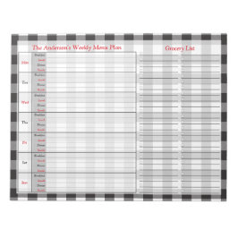 Zwart wit Buffalo Gepersonaliseerd menuplan Notitieblok