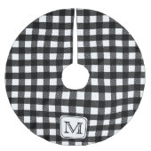 Zwart wit Buffalo Gepersonaliseerd Monogram Kerstboom Rok (Voorkant)