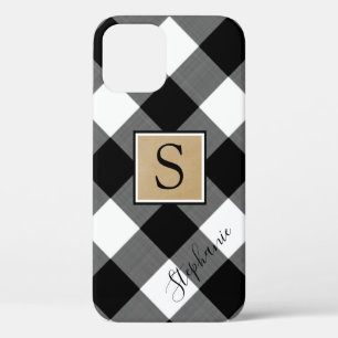 Zwart wit Buffalo Geplakt monogram Case-Mate iPhone Case