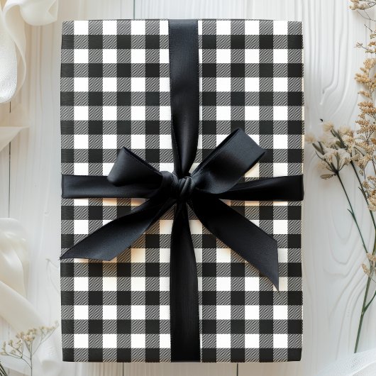 Zwart-wit Buffalo geruit Cadeaupapier