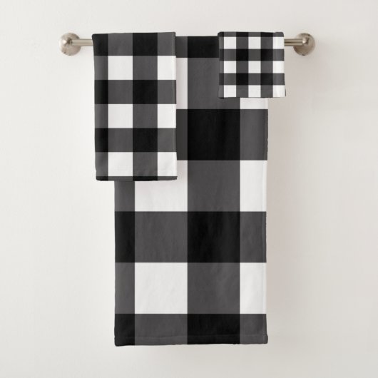 Zwart & wit Buffalo geruit geruit plaid Bad Handdoek (Insitu)