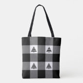 Zwart-wit Buffalo geruit met Kerstbomen Tote Bag (Achterkant)