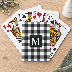 Zwart-wit Buffalo geruite aangepaste monogram Pokerkaarten