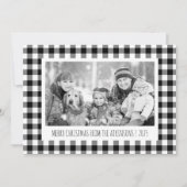 Zwart & wit Buffalo geruite foto Kerstmis Feestdagenkaart (Voorkant)