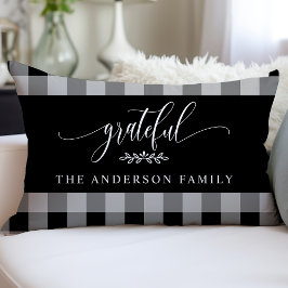 Zwart & Wit Buffalo geruite Grateful gepersonalise Kussen