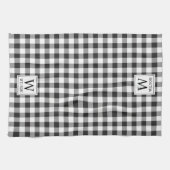 Zwart-wit Buffalo geruite monogram Kerstmis Theedoek (Horizontaal)