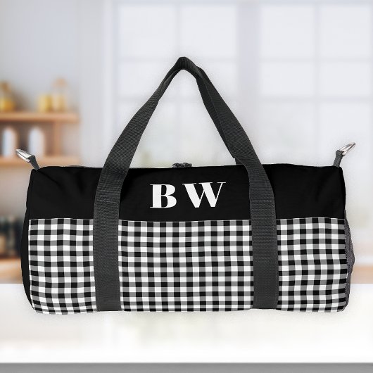 Zwart-wit Buffalo geruite ruit Bold Monogram Plunjezak
