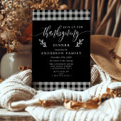 Zwart-wit Buffalo geruite Thanksgiving-diner Kaart