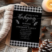 Zwart-wit Buffalo geruite Thanksgiving-diner Kaart