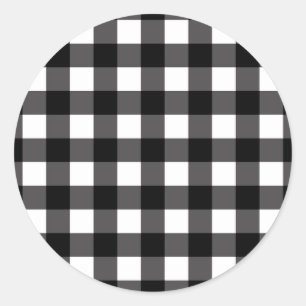 Zwart & Wit Buffalo Gingham Geruit Schots Rutpatro Ronde Sticker