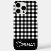 Zwart-wit Buffalo Plaid Aangepaste Naam Case-Mate iPhone Case (Achterkant)