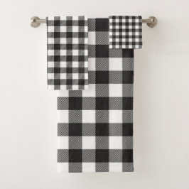 Zwart-wit Buffalo Plaid Badhanddoek Bad Handdoek