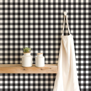 Zwart-wit Buffalo Plaid Behang
